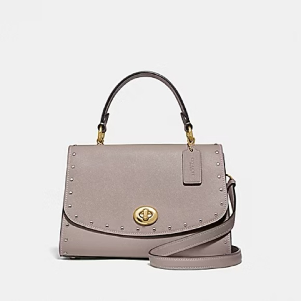 Coach Tilly Top Handle Satchel Crossbody Bag Grey with Rivets